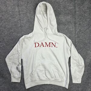 Kendrick Lamar DAMN Hoodie Mens Large White TDE Album Merch Embroidered Graphic